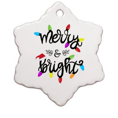 Funny Merry And Bright Christmas Lights Gift Ceramic Star Ornament