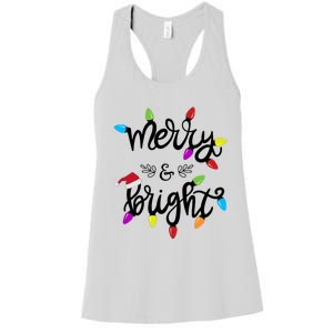 Funny Merry And Bright Christmas Lights Gift Women's Racerback Tank