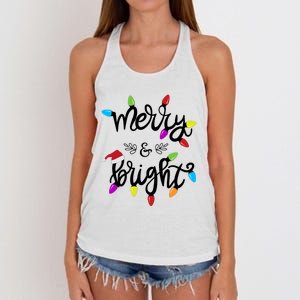 Funny Merry And Bright Christmas Lights Gift Women's Knotted Racerback Tank