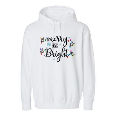 Funny Merry And Bright Christmas Lights Garment-Dyed Fleece Hoodie