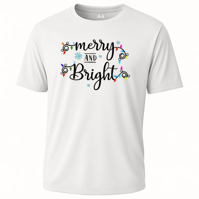 Funny Merry And Bright Christmas Lights Cooling Performance Crew T-Shirt