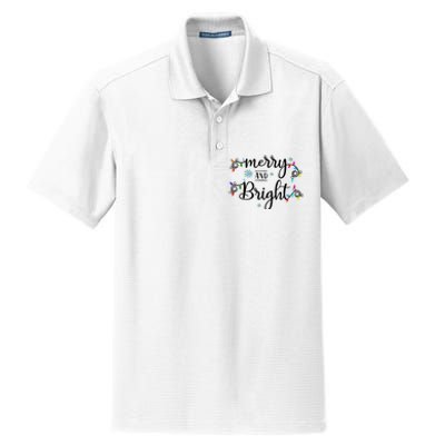 Funny Merry And Bright Christmas Lights Dry Zone Grid Polo