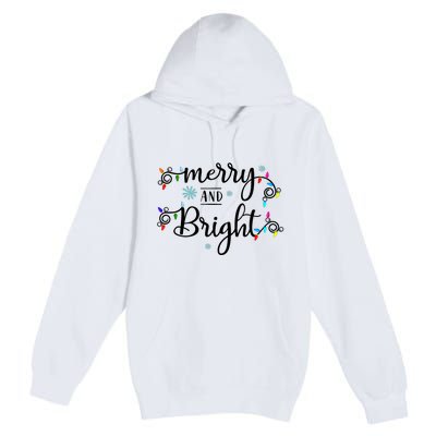 Funny Merry And Bright Christmas Lights Premium Pullover Hoodie