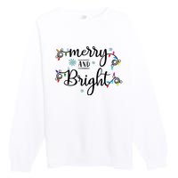 Funny Merry And Bright Christmas Lights Premium Crewneck Sweatshirt