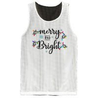 Funny Merry And Bright Christmas Lights Mesh Reversible Basketball Jersey Tank