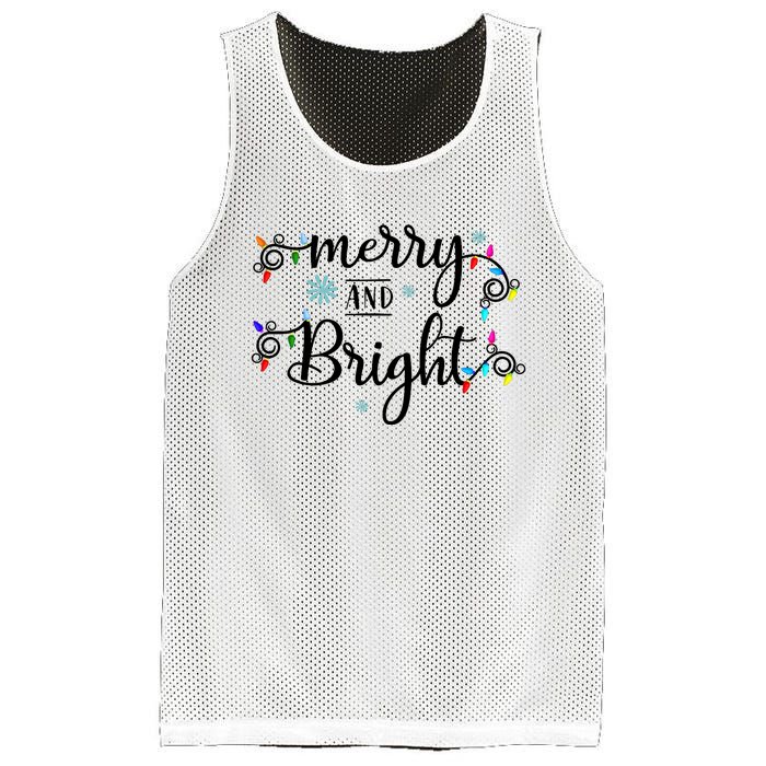 Funny Merry And Bright Christmas Lights Mesh Reversible Basketball Jersey Tank