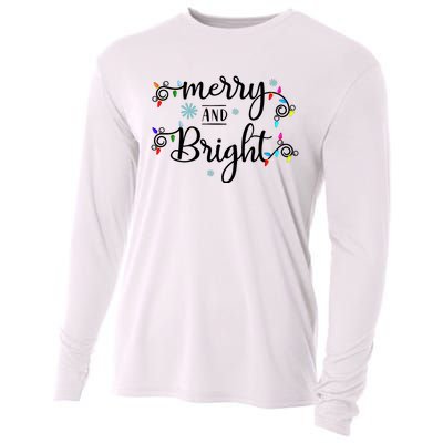 Funny Merry And Bright Christmas Lights Cooling Performance Long Sleeve Crew