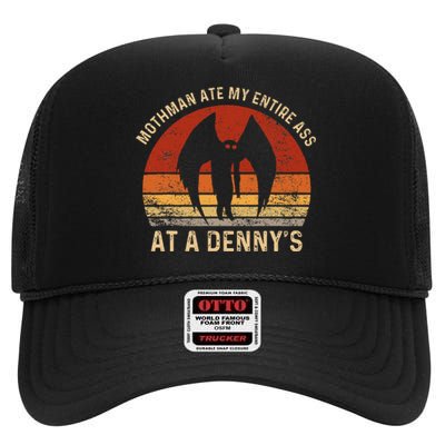 Funny Mothman Ate My Entire Ass Vintage Mothman Cryptid High Crown Mesh Back Trucker Hat