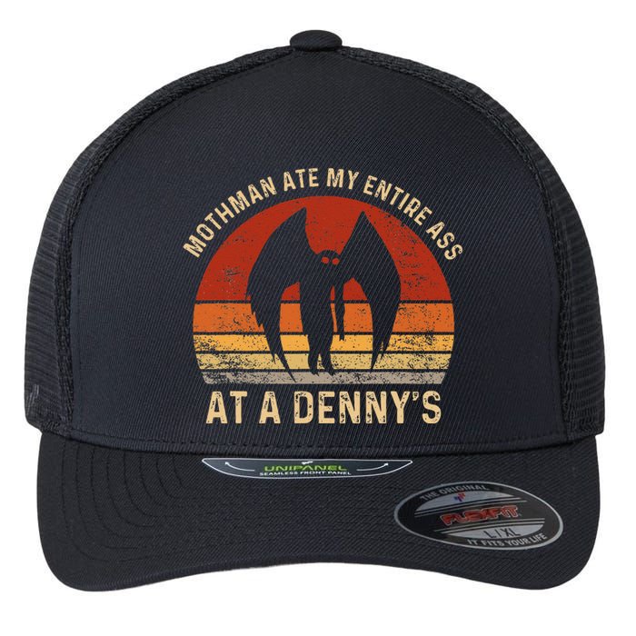 Funny Mothman Ate My Entire Ass Vintage Mothman Cryptid Flexfit Unipanel Trucker Cap