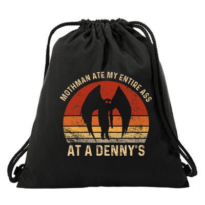 Funny Mothman Ate My Entire Ass Vintage Mothman Cryptid Drawstring Bag