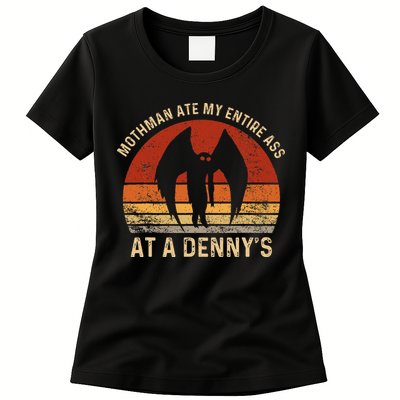 Funny Mothman Ate My Entire Ass Vintage Mothman Cryptid Womens T-Shirt