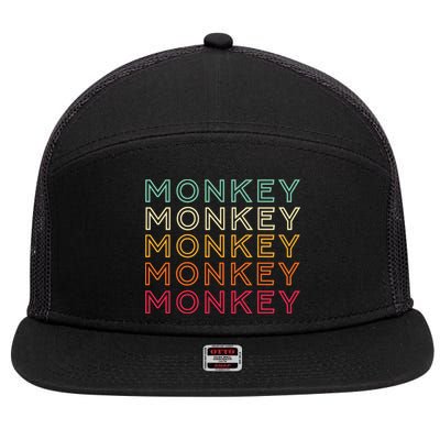 Funny Monkey Ape Gorilla Retro Monkey 7 Panel Mesh Trucker Snapback Hat