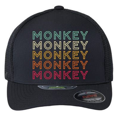 Funny Monkey Ape Gorilla Retro Monkey Flexfit Unipanel Trucker Cap