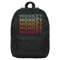 Funny Monkey Ape Gorilla Retro Monkey 16 in Basic Backpack