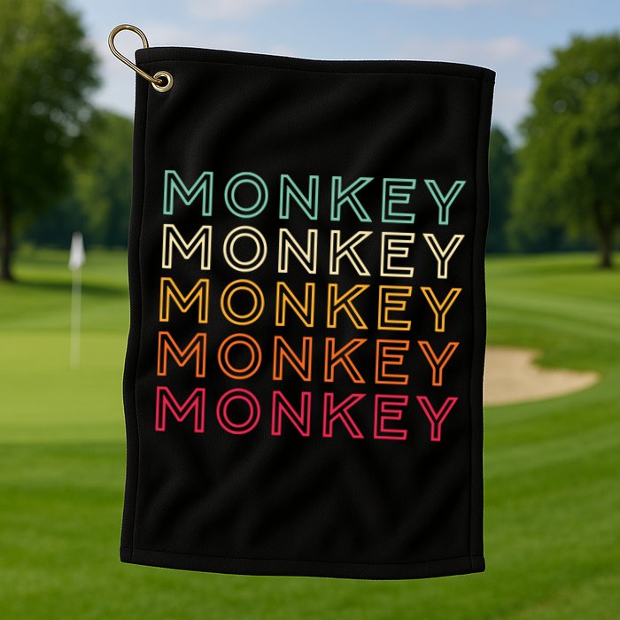 Funny Monkey Ape Gorilla Retro Monkey Golf Towel
