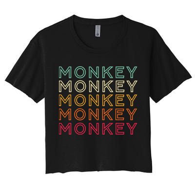 Funny Monkey Ape Gorilla Retro Monkey Crop Top