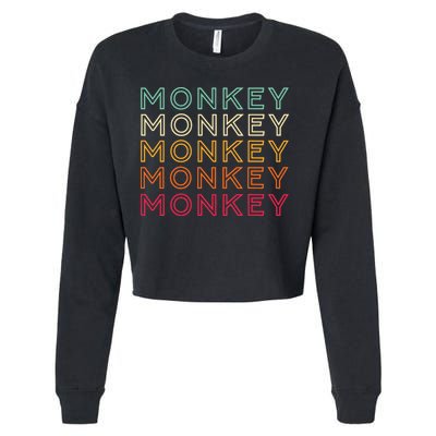 Funny Monkey Ape Gorilla Retro Monkey Cropped Pullover Crew