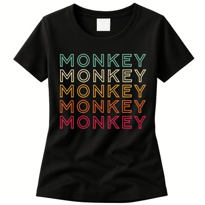 Funny Monkey Ape Gorilla Retro Monkey Womens T-Shirt