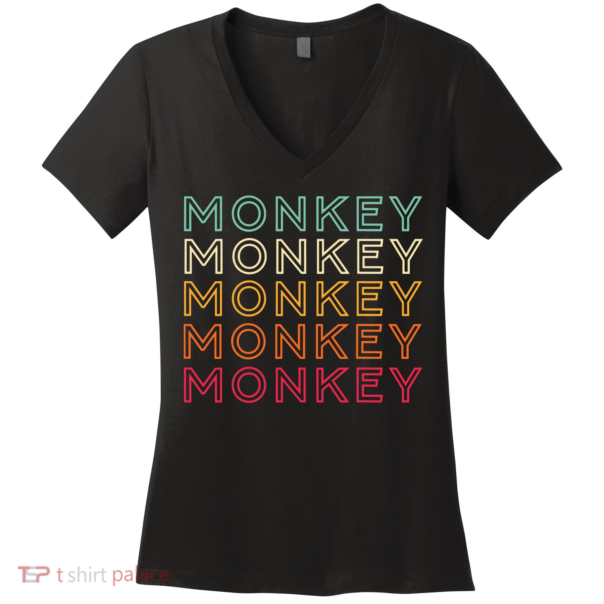Funny Monkey Ape Gorilla Retro Monkey Women's V-Neck T-Shirt