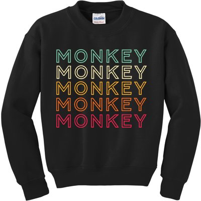 Funny Monkey Ape Gorilla Retro Monkey Kids Sweatshirt
