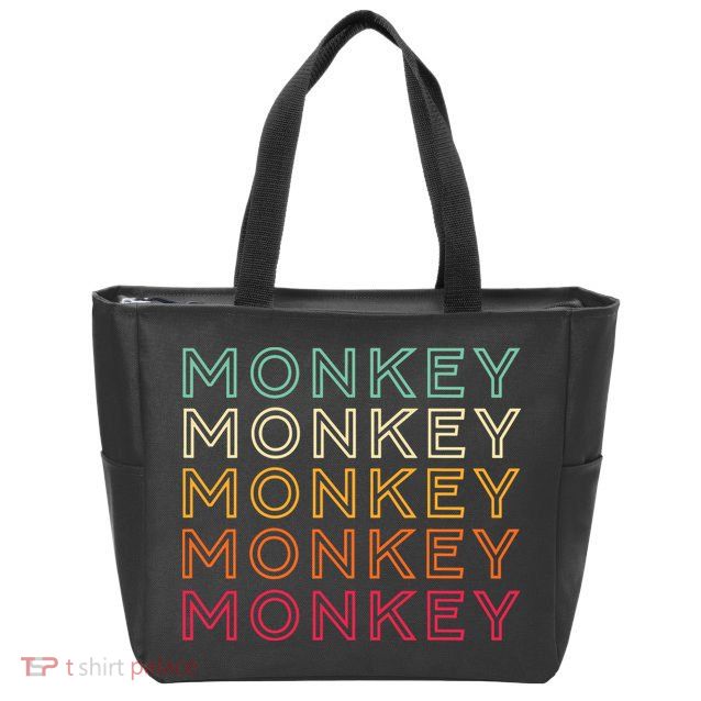Funny Monkey Ape Gorilla Retro Monkey Zip Tote Bag