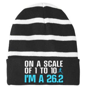 Funny Marathon Art Marathon Finisher 26.2 Running Striped Beanie with Solid Band