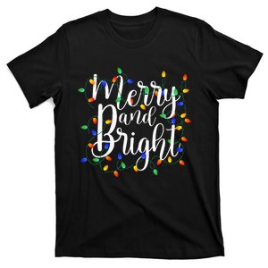 Funny Merry and Bright Christmas Lights Xmas Holiday  T-Shirt