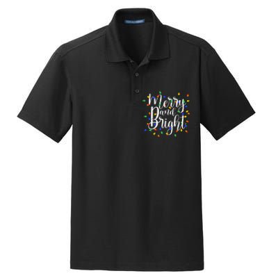 Funny Merry and Bright Christmas Lights Xmas Holiday  Dry Zone Grid Polo