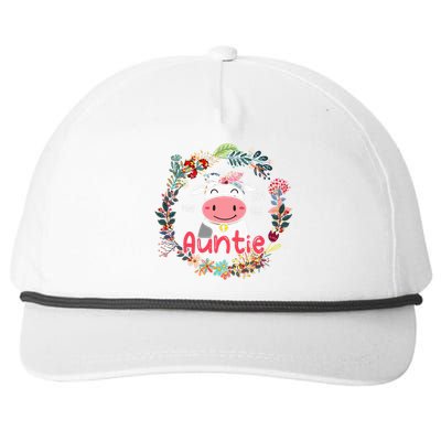 Funny Moo Auntie Cute Cow Bow Tie Flowers Happy Mother's Day Snapback Five-Panel Rope Hat