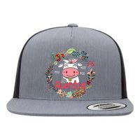 Funny Moo Auntie Cute Cow Bow Tie Flowers Happy Mother's Day Flat Bill Trucker Hat