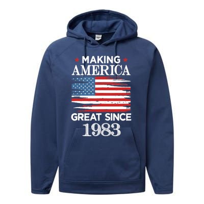 Funny Making America Great Since 1983 Birthday Party Gift Tank Top Performance Fleece Hoodie