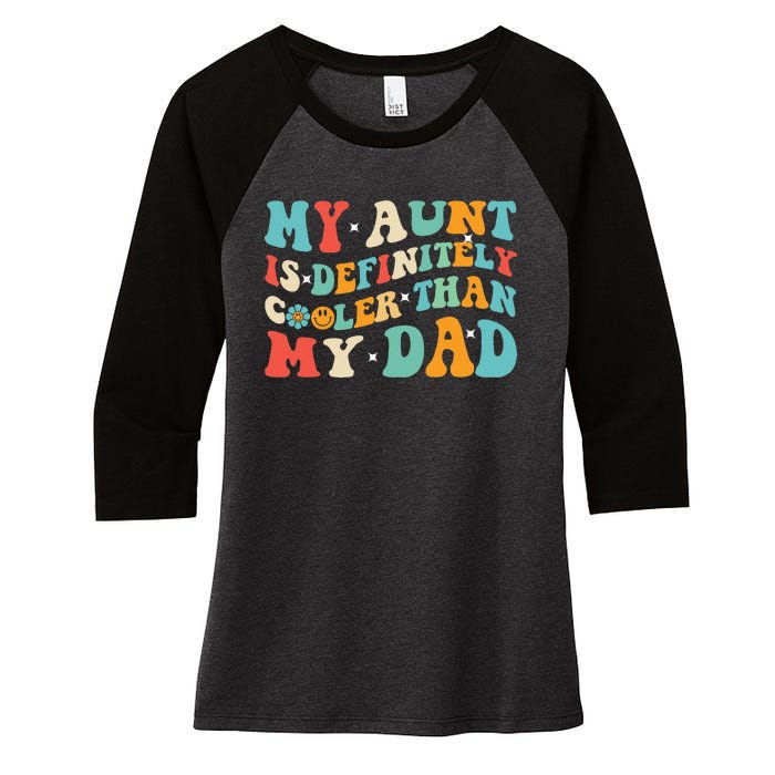 Funny My Aunt Is Definitely Cooler Than My Dad Auntie Niece Women's Tri-Blend 3/4-Sleeve Raglan Shirt