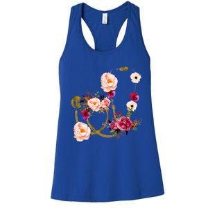 Floral Medical Art Stethoscope Nurse Doctor Assistant Gift Funny Gift Women's Racerback Tank