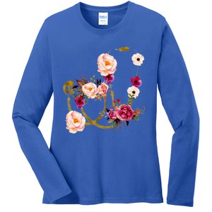 Floral Medical Art Stethoscope Nurse Doctor Assistant Gift Funny Gift Ladies Long Sleeve Shirt