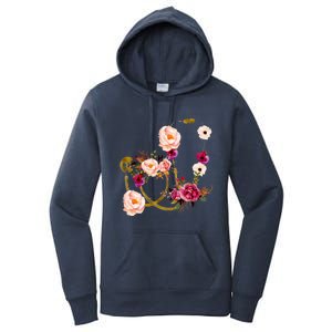 Floral Medical Art Stethoscope Nurse Doctor Assistant Gift Funny Gift Women's Pullover Hoodie