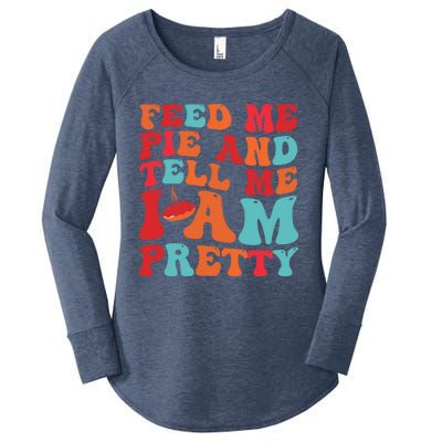 Feed Me And Tell Me I Am Pretty Thanksgiving Pie Funny Gift Women's Perfect Tri Tunic Long Sleeve Shirt