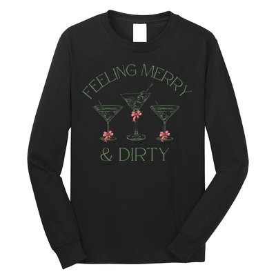 Feeling Merry And Dirty Martini Glasses Christmas Festive Long Sleeve Shirt