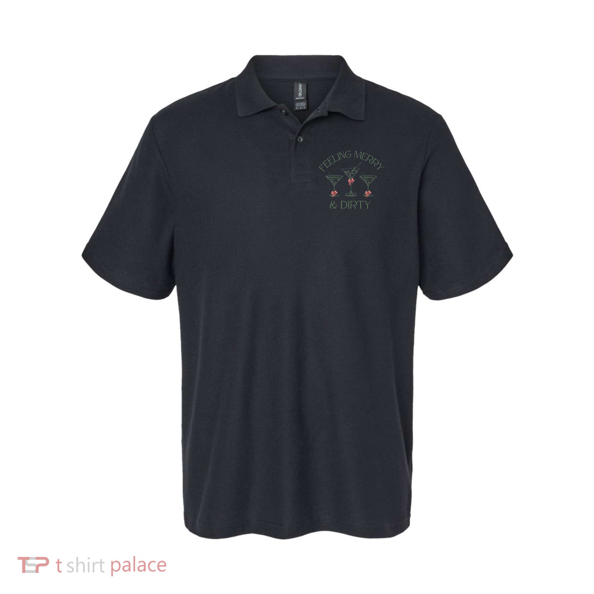 Feeling Merry And Dirty Martini Glasses Christmas Festive Polo