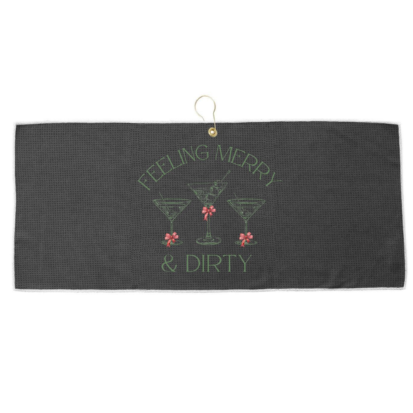 Feeling Merry And Dirty Martini Glasses Christmas Festive Large Microfiber Waffle Golf Towel
