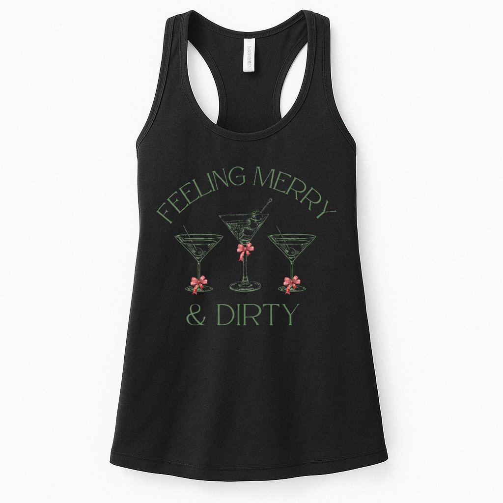 Feeling Merry And Dirty Martini Glasses Christmas Festive Womens Tank Top