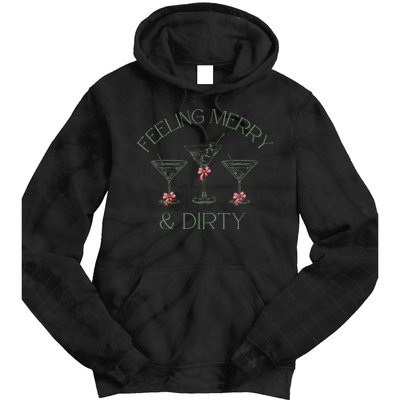 Feeling Merry And Dirty Martini Glasses Christmas Festive Tie Dye Hoodie