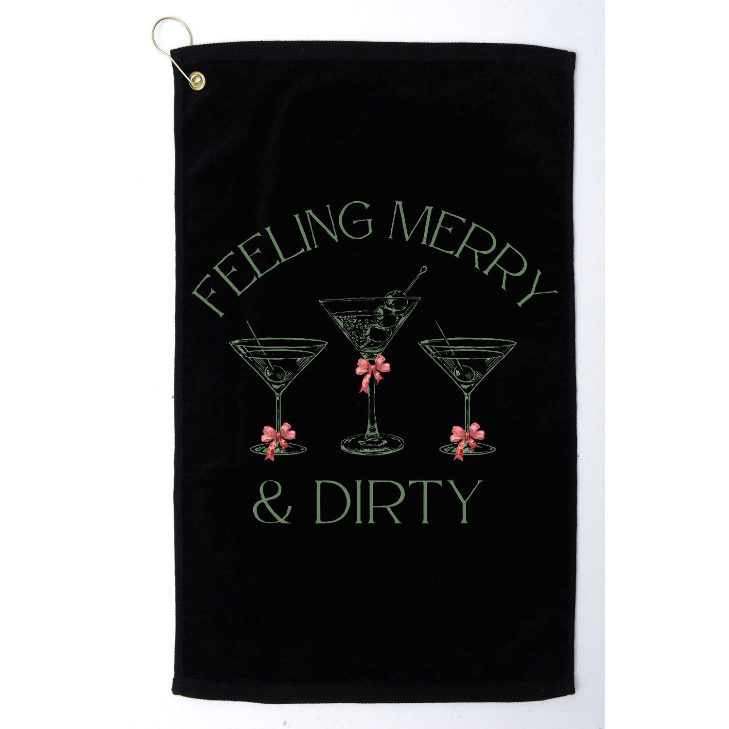 Feeling Merry And Dirty Martini Glasses Christmas Festive Golf Towel