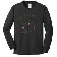 Feeling Merry And Dirty Martini Glasses Christmas Festive Kids Long Sleeve Shirt