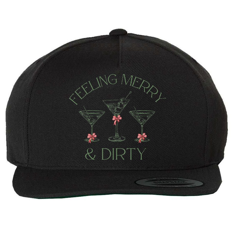 Feeling Merry And Dirty Martini Glasses Christmas Festive Wool Snapback Cap