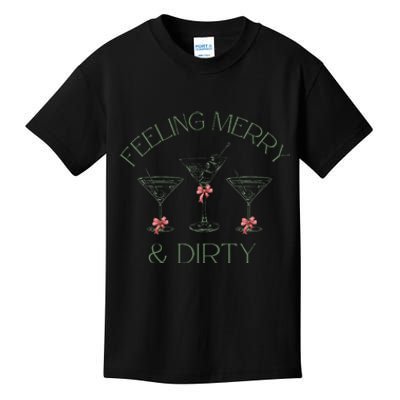 Feeling Merry And Dirty Martini Glasses Christmas Festive Kids T-Shirt