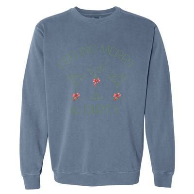Feeling Merry And Dirty Martini Glasses Christmas Festive Garment-Dyed Sweatshirt