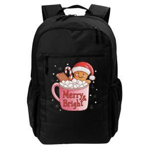 Funny Merry And Bright Christmas Gingerbread Man Hot Cocoa Daily Commute Backpack