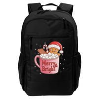 Funny Merry And Bright Christmas Gingerbread Man Hot Cocoa Daily Commute Backpack