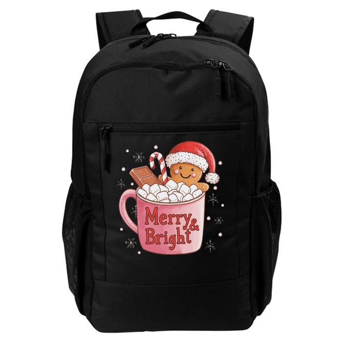 Funny Merry And Bright Christmas Gingerbread Man Hot Cocoa Daily Commute Backpack