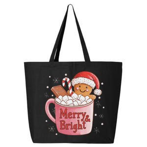 Funny Merry And Bright Christmas Gingerbread Man Hot Cocoa 25L Jumbo Tote